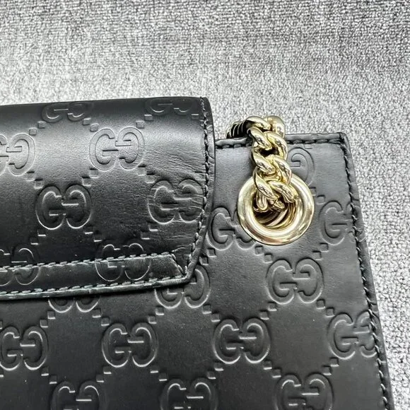 GUCCI Emily Black Leather Shoulder Bag 620-032825 - Picture 9 of 14
